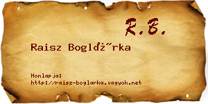 Raisz Boglárka névjegykártya